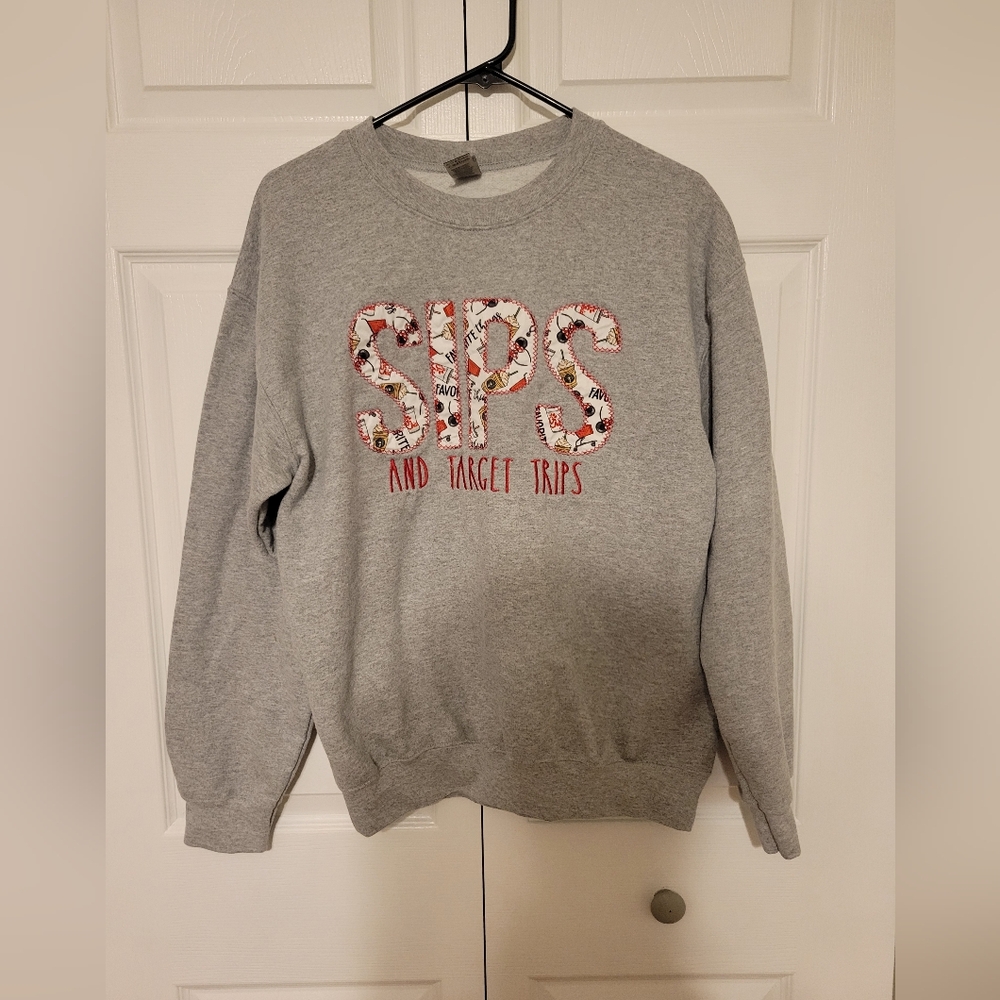 Sips and Target Trips Crewneck Sweatshirt Size Medium